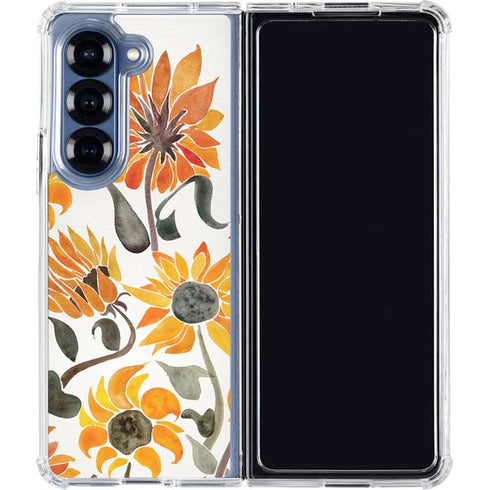 Yellow Sunflower by Cat Coq Galaxy Z Fold6 Clear Case